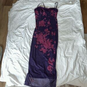 Brand new midi corset purple dress with pink flowers
